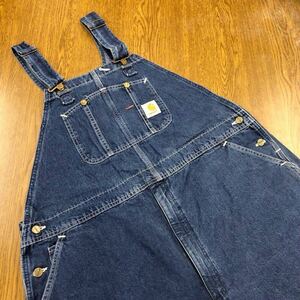 【FA091】Carhartt W46 L30 大きいサイズ ビッグサイズ オーバーオール デニム メンズブランド古着 カーハート 送料無料