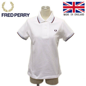 FRED PERRY (フレッドペリー) G12 レディース ラインポロシャツ イングランド製 301-WHITE/MAROON FP336-10