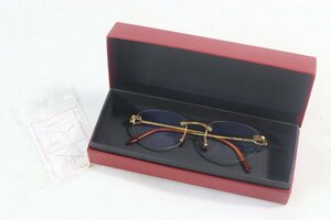 【ト足】CBZ01CAA20 カルティエ メガネ 眼鏡 135 アイウェア ゴールドカラー フレーム Cartier