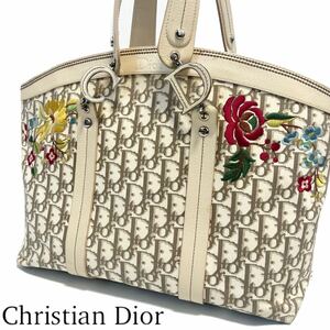 【送料無料】Christian Dior クリスチャンディオール　花柄　トロッター　トートバッグ　ハンドバッグ　カバン　ボタニカル　CDロゴ