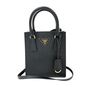 プラダ PRADA サフィアーノミニトートバック ブラック ゴールド金具 レザー トートバッグ レディース 中古