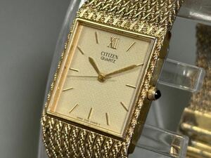 1円〜◆CITIZEN シチズン QUARTZ クォーツ 2730-952502 SP ゴールドカラー メンズ腕時計 稼働品