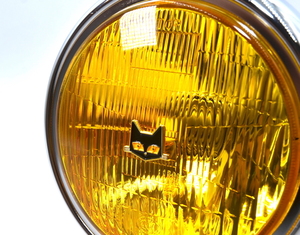 黄色いガラスレンズ マーシャル タイプ 180Φ LED ポジション付 黒ケース シビエ CIBIE 凹み型 BEET 当時物 ゼファー400 ZRX400 ホークⅢ