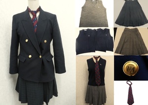 [b003] 女子 学生服 パーティー コスプレ 155A ブレザー,冬,夏スカート(W63,W60),M,Lサイズ ベスト4枚 ネクタイ,計8点セット 制服