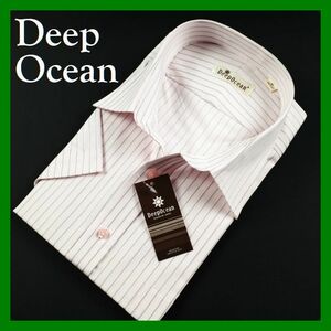 Deep Ocean形態安定 半袖レギュラーカラーシャツ 39 ストライプピンク