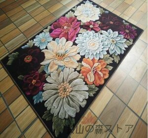 家庭用カーペット 玄関マット段通 シルク絨毯 花柄 140cm*200cm