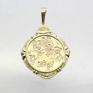 ◎中古美品◎１８金　ダイヤ　梅彫　ペンダント