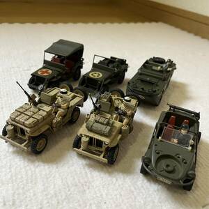 【ジャンクレトロ美品】軍事車両 ミニカー メーカー不明 6台 兵士フィギュア セット売り 組み立て品 レア 破損パーツ有り 現状渡し 