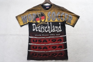 90s 94年 ヴィンテージ サッカー Tシャツ ドイツ アメリカ大会 W杯 袖 裾 シングル