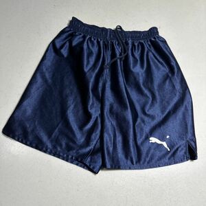 プーマ PUMA 紺 ネイビー サッカー トレーニング用 光沢サカパン サッカーパンツ Mサイズ