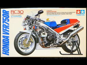 【小鹿タミヤ】1/12 ホンダ VFR750R RC30 TAMIYA HONDA 透明カウリングパーツ・レーシングスタンド付 一部開封 未組立 当時モノ 1988年版