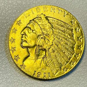 アメリカ 硬貨 古銭 インディアン人像 1911年 イーグル リバティ ドル 記念幣 コイン 重4.53g