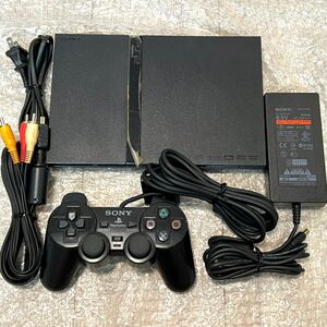 〈一部注意点あり・動作確認済み〉PS2 プレイステーション2 SCPH-70000 CB チャコールブラック 薄型 本体 プレステ2 PlayStation2