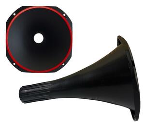 ２個セット Fiamon プラスチックホーン ロング24.5cm 1インチ 赤色　カースピーカー カーオーディオ カーステレオ 外向き 重低音