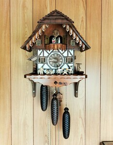 ドイツ シュナイダー 鳩時計 機械式 カッコー時計 オルゴール からくり時計 振り子時計 木製 大型 ハト時計 おもり式 動作品(一部未確認)
