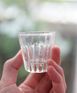 古い型ガラスのトロンプルイユのショットグラス リキュールグラス / 19-20世紀・フランス / 硝子 ワイングラス アンティーク 古道具 D