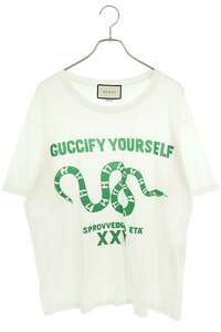 グッチ GUCCI 493117 X3L97 サイズ:XXL スネーク ロゴプリントTシャツ 中古 OM10