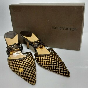 Louis Vuitton ルイヴィトン ミュール ミニダミエ シースルー 茶 BR1013 36 1/2
