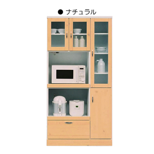 キッチンラック おすすめ 90cm幅 食器棚 家電 電化製品 オーブン レンジ 食器 カトラリー クロス 格子模様 ナチュラル