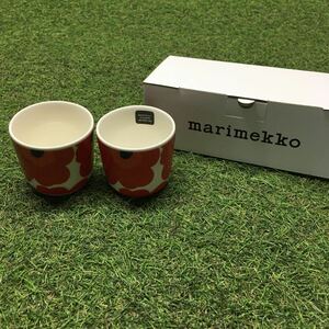 GX4407 MARIMEKKO マリメッコ UNIKKO ウニッコ 067849-001 ラテマグカップ 2個セット食器 ホワイト.レッド 未使用 保管品 コップ