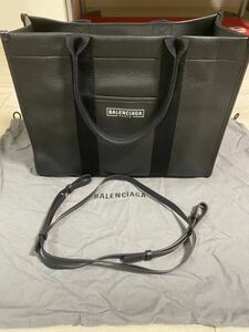 BALENCIAGA バレンシアガ 671400 ハードウェア ミディアム 2WAY トート/ショルダーバッグ レザー ブラック 保管袋付き　美品　A4可能