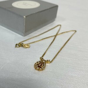 2403-15-2｜美品｜Christian Dior クリスチャンディオール ネックレス ゴールド CDロゴ ラインストーン 保存箱付き