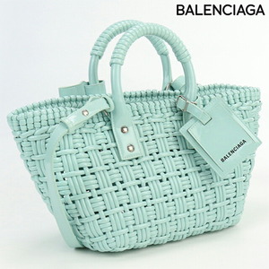 中古 バレンシアガ トートバッグ レディース ブランド BALENCIAGA ビストロXS バスケット ポリウレタン 671342 ブルー バッグ