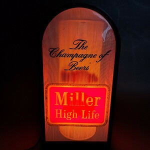 【1円スタート♪】MILLER HIGH LIFE BEER ビール ビンテージ ライト サイン ミラー 看板 照明 バー 壁掛け 送料無料 世田谷ベース