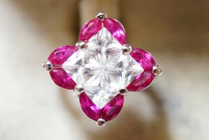 435 ルビー キュービックジルコニア リング 指輪 ヴィンテージ アクセサリー アンティーク 色石 宝石 カラーストーン 装飾品