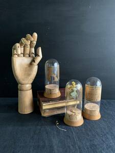 フランス 19世紀 展示 ドーム ガラス ケース 3点set 標本 医学 鉱物 博物館 グローブ・ドゥ・マリエ オブジェ 宗教 骨董 美術 アンティーク