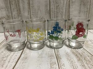 昭和レトロ　ひやしあめ グラス 4種セット　花柄グラス