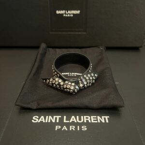 SAINT LAURENT PARIS by Hedi Slimane リボン　レザーブレスレット　スタッズ　サンローランパリ　エディスリマン