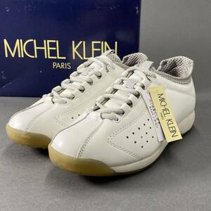 Bd13《未使用保管品》MICHEL KLEIN ミッシェルクラン レザースニーカー ウォーキングシューズ 23.5cm ホワイトレディース 婦人靴 