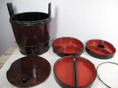 木製　桶　弁当桶　木製桶弁当　骨董　小道具　江戸時代と推定