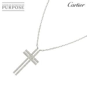カルティエ Cartier クロス ダイヤ ネックレス 43cm K18 WG ホワイトゴールド 750 Necklace【証明書付き】 90227384