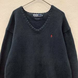 POLO by RALPH LAUREN 90s ポロバイラルフローレン Vネック ニット セーター ネイビー ヴィンテージ 古着 size S 72358