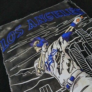 新品　野球　Dodgers 大谷翔平　ロサンゼルス　ドジャース　LA　半袖Tシャツ　プリント　 スケルトン　男女兼用　ブラック　M