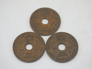 h4A091Z- 外国 旧硬貨 イギリス領 東アフリカ 10セント 3枚 1943年/1951年/1956年