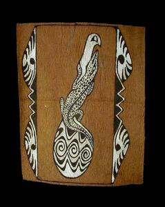 インドネシア・パプア州の樹皮絵画（コンボウ）「飛躍」の巻