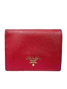 【中古】　PRADA プラダ　財布　本革　サフィアーノ　二つ折り財布　ピンク