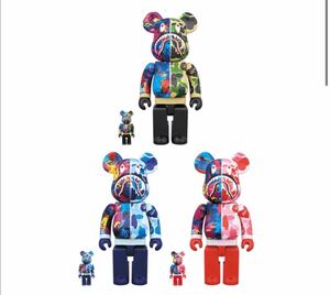 BE@RBRICK × BAPE(R) × M / mika ninagawa GREEN／BLUE／PINK 3色セット　 ベアブリック ベイプ エイプ　 蜷川実花 グリーン ブルー