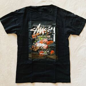 STUSSY フラワープリント 花柄 Tシャツ Mサイズ ステューシー ブラック