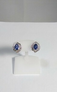 Ptサファイアダイヤイヤリング！S1.58ct.D0.68ct.。