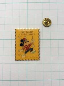 フランスビンテージピンバッチミッキーマウス切手型GRENADA GRENADINES