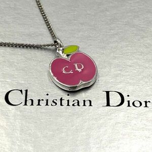 仙53 Christian Dior リンゴモチーフ ネックレス CDロゴ アップル レディース アクセサリー クリスチャンディオール