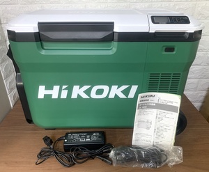 「中古良品　使用感極少　ハイコーキ　充電式保冷温庫　UL18DB　容量25L　グリーン」14.4/18ｖ/マルチボルト対応、AC100ｖ/シガーソケット