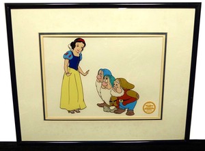 【希少】Walt Disney /ウォルト・ディズニー 「白雪姫と小人達」セリグラフ セル画 証明シール 額装【中古】【送料無料】7i-6-070