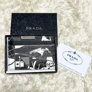 【美品】プラダ PRADA カードケース 名刺入れ アメコミ コミックプリント VITELLO COMICS 2MC149