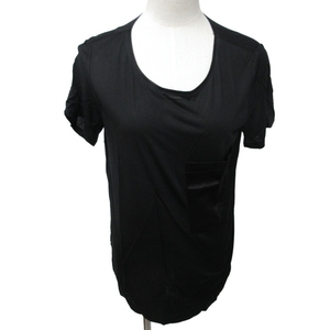 未使用品 ヘルムートラング HELMUT LANG タグ付き ポケットTシャツ カットソー USA製 半袖 黒 ブラック Sサイズ 0215 レディース