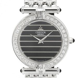 セイコー SEIKO クレドール K18WG 純正ダイヤベゼル 5A74-2050 メンズ腕時計 クォーツ 81.85g ホワイトゴールド750